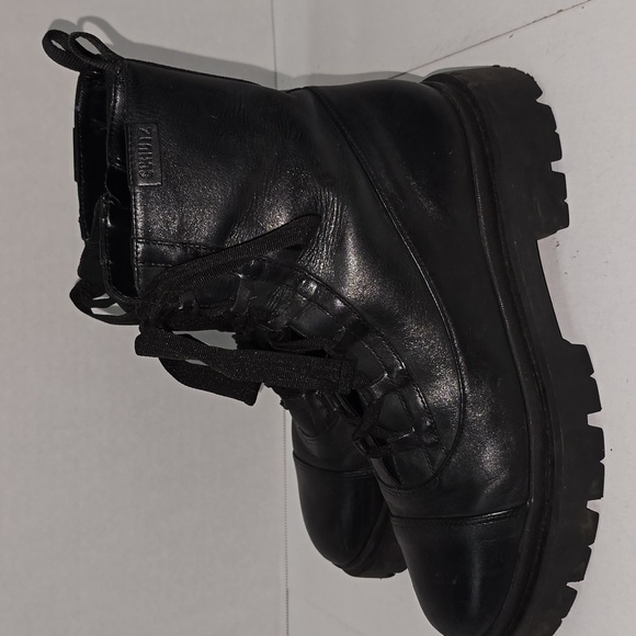 Schutz Kaile Black Leather Combat Boots Women 8 - Picture 3 of 15